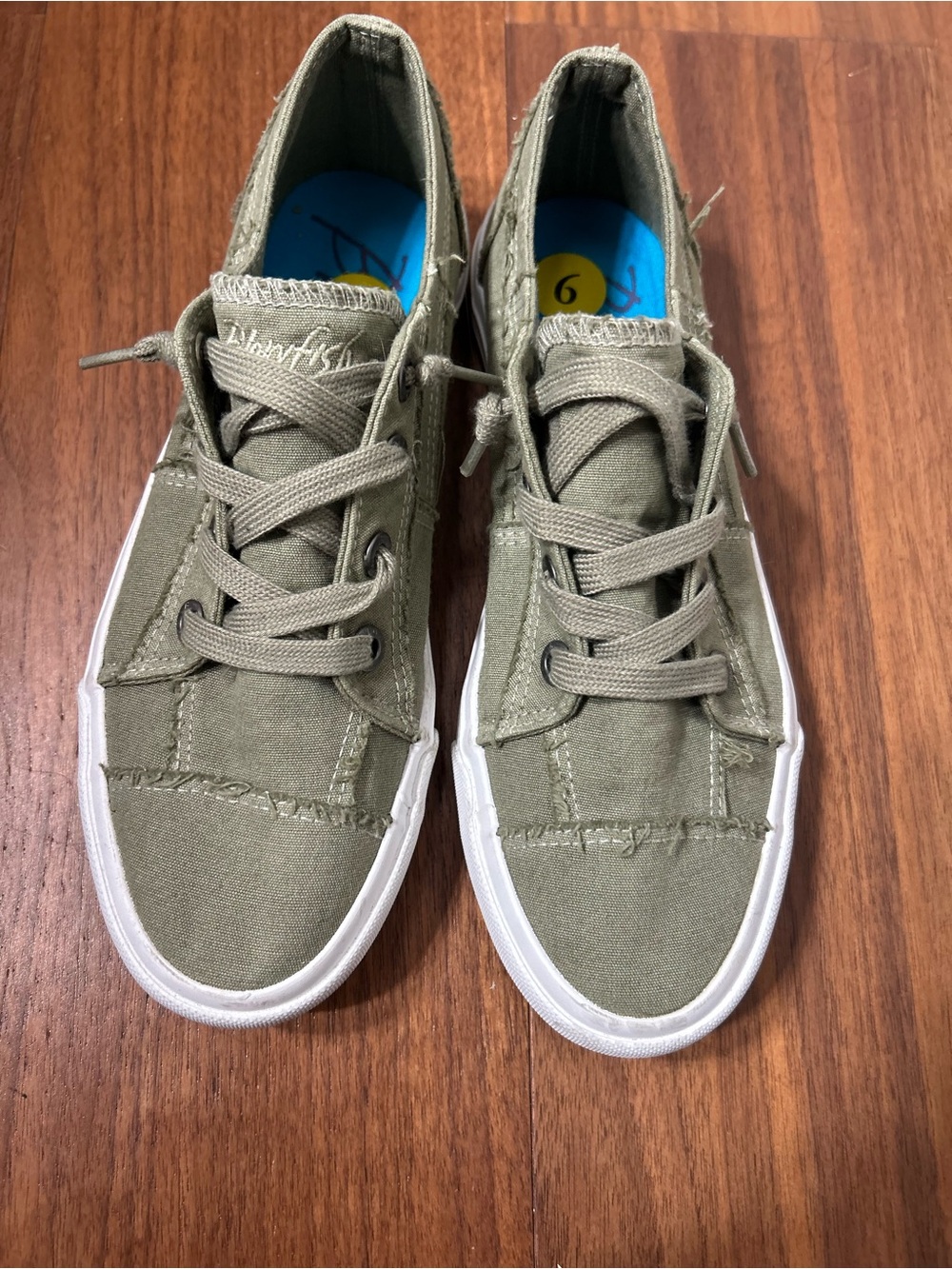 Blowfish Olive Green Canvas Low-Top Sneakers with White Sole